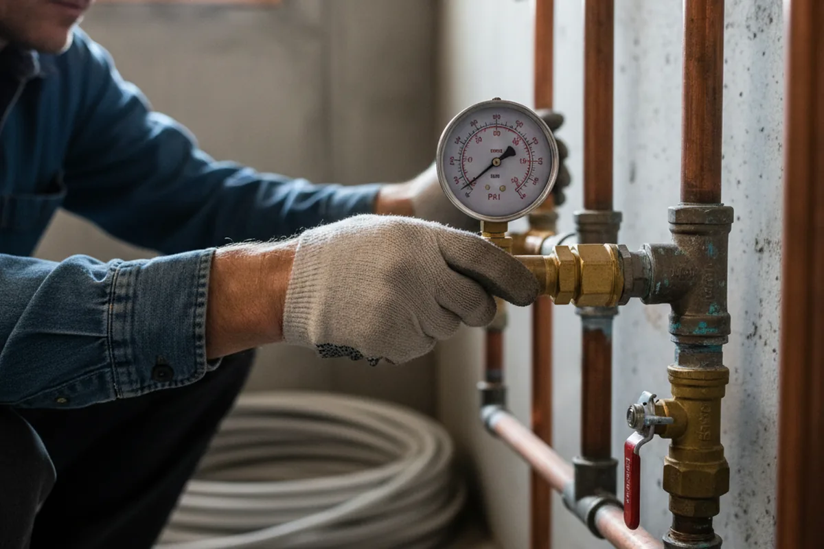 Pressure testing a repaired line during Water Line Repair in Foxboro